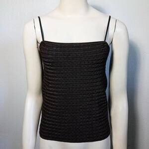Armani Collezioni Silk Knit Top NEW Brown M * 8 Camisole Spaghetti Straps Crop